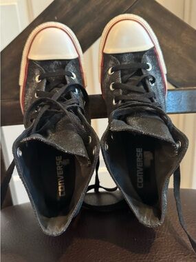 Converse Black wedge Hi-Top Sneaker with White Accents